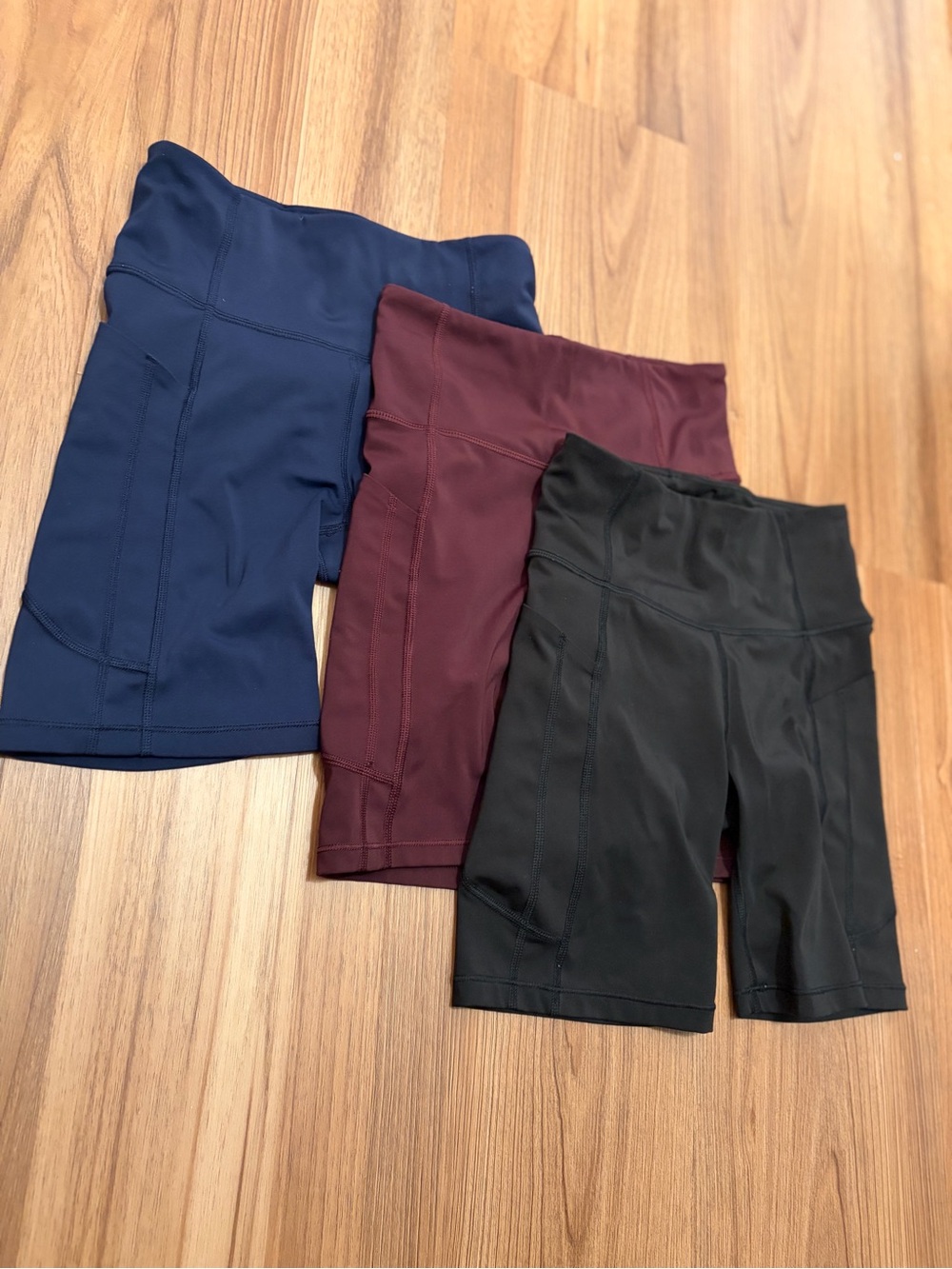 Athleta Lot of 3 XS Bike Shorts - Navy, Burgundy & Black (Ultimate Stash 7 inch)